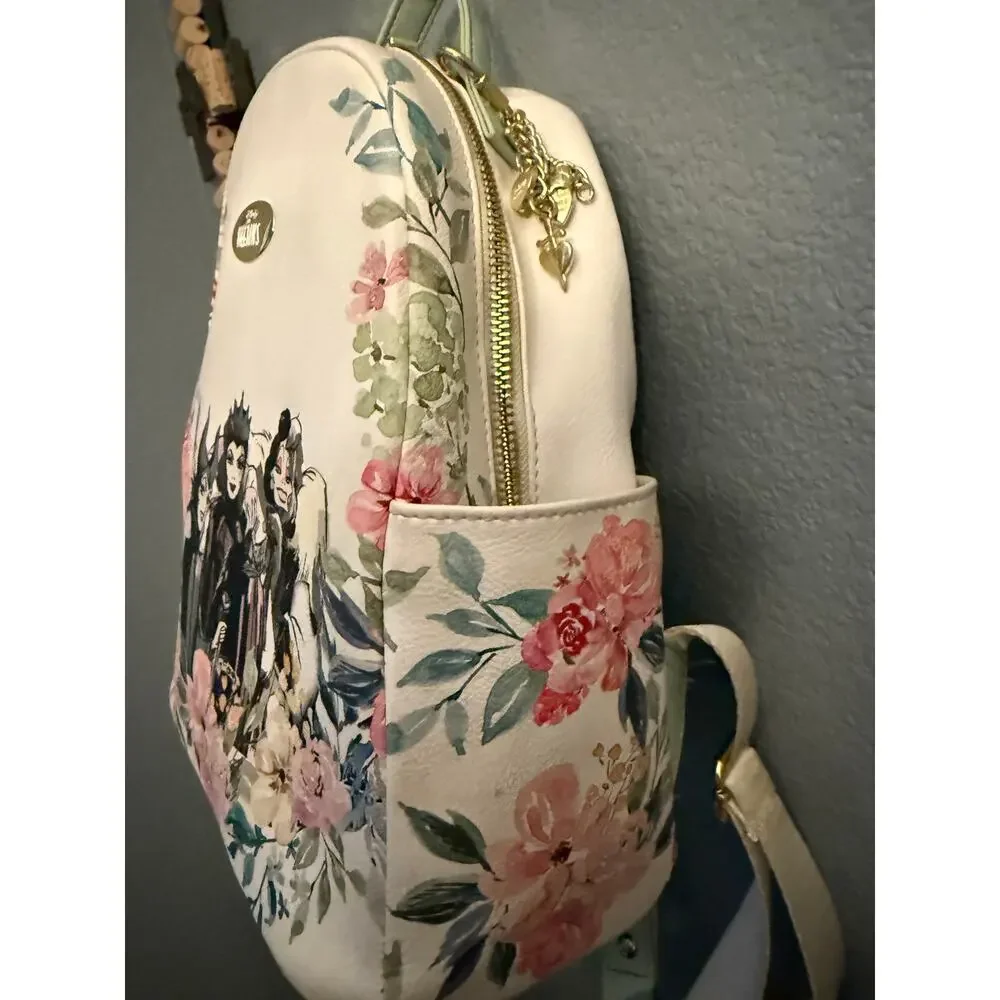 Loungefly Disney Villain White Floral Mini Backpack Ursula Maleficent Evil Queen